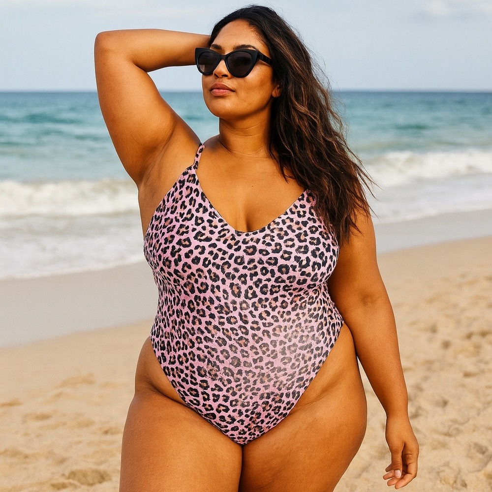 Summersalt Marina One Piece‎ Swimsuit Womens 14 Leopard Print Beach FLAWED